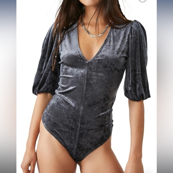 Free‎ People Don’t You Wish Velvet Bodysuit Sunflower Seed - Picture 1 of 8